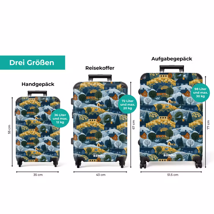 Koffer - Häuschen – Blumen – Muster – Gelb – Blau — 1