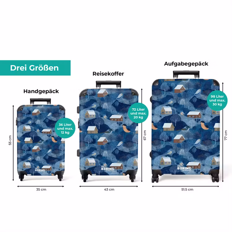Koffer - Häuschen – Vögel – Schnee – Winter – Blau — 1