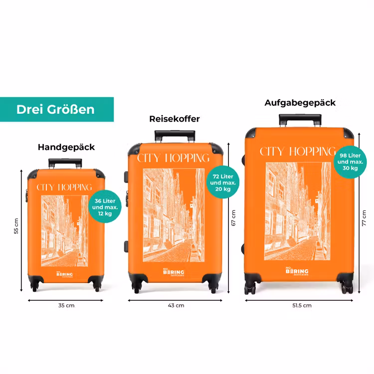 Koffer - Orange – Stadtstraßen – Weiß — 1