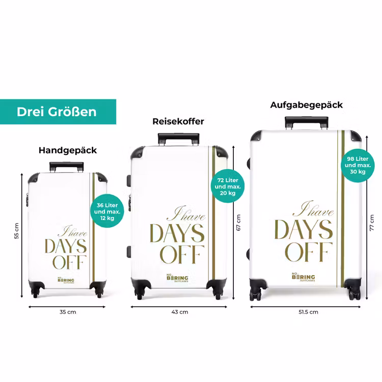 Koffer - Weiß – Grün – Freie Tage – Minimalistisch — 1