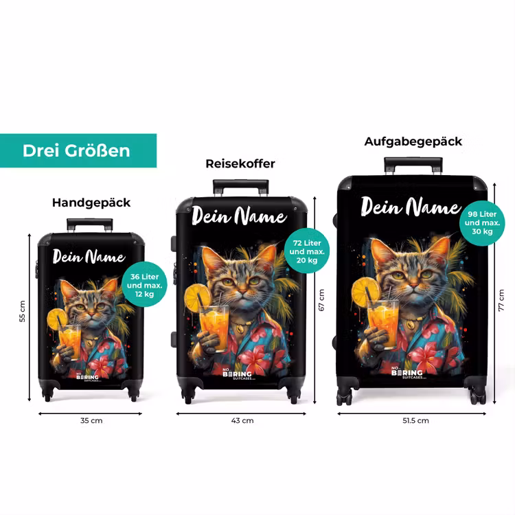 Koffer mit Name - Katze im tropischen Street-Art-Stil — 3