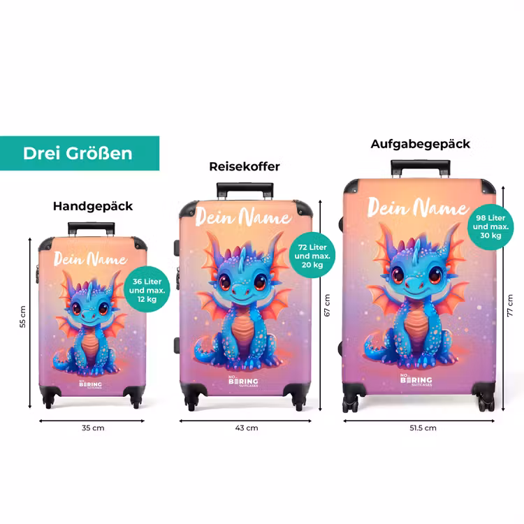 Koffer mit Name - Niedlicher Babydrache — 3