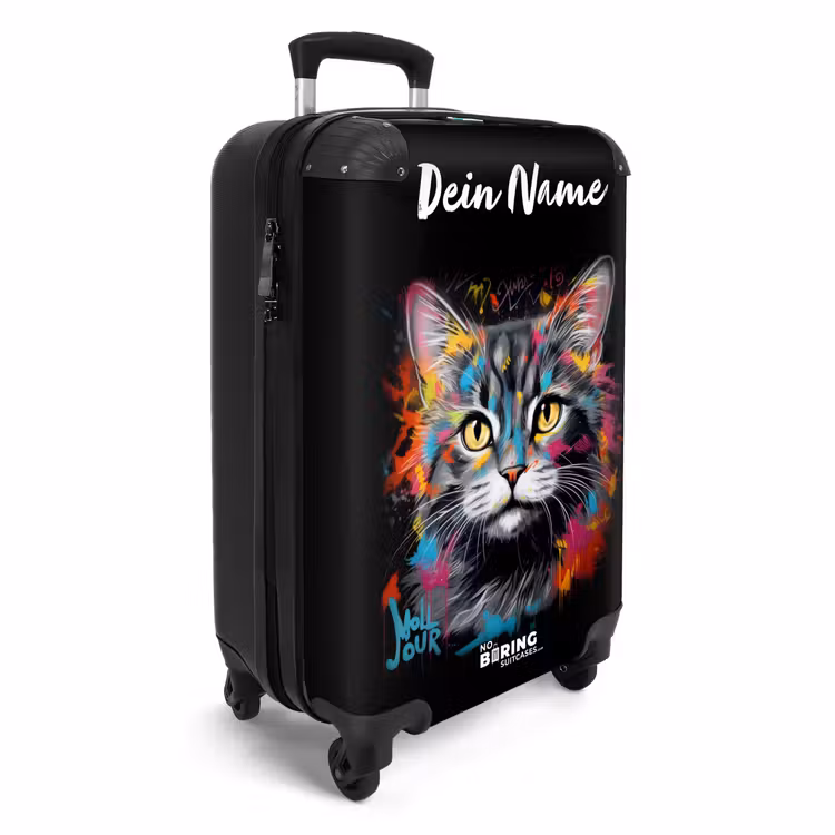 Koffer mit Name - Katze mit bunten Pinselstrichen — 2