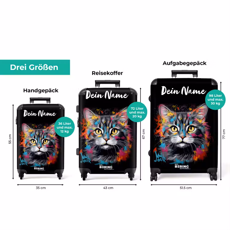 Koffer mit Name - Katze mit bunten Pinselstrichen — 3