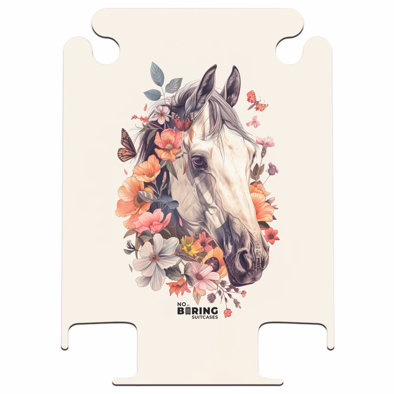 CaseSwap™ - Kopf eines weißen Pferdes, umgeben von Blumen und Schmetterlingen — 1