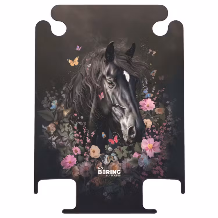 CaseSwap™ - Schwarzes Pferd mit weißer Blesse und bunten Blumen — 1