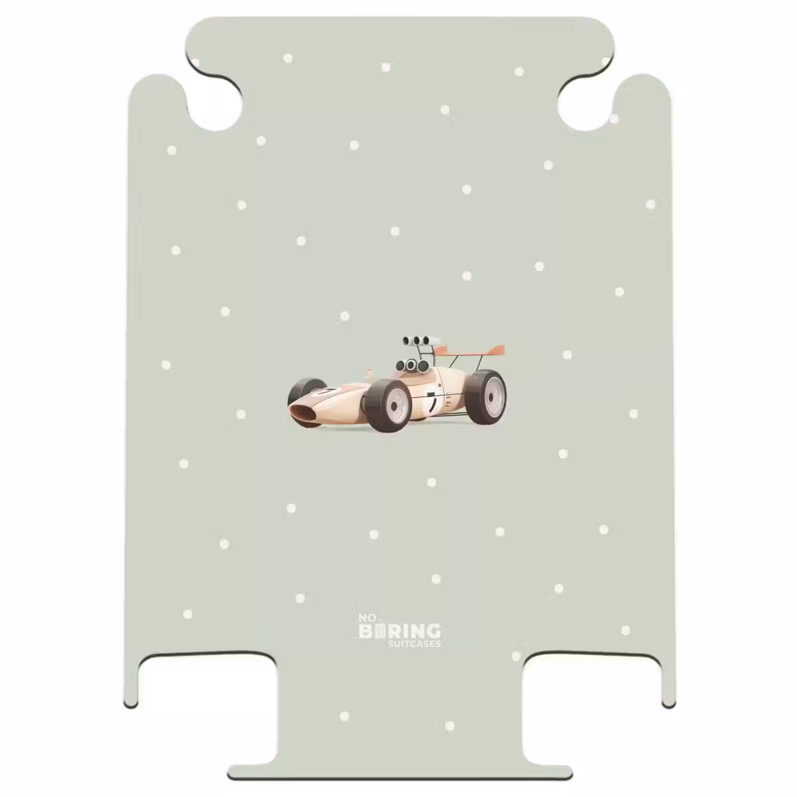 CaseSwap - Beigefarbenes Retro-Rennauto auf grünem Polka-Dot-Hintergrund — 1