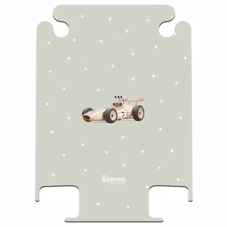 CaseSwap - Beigefarbenes Retro-Rennauto auf grünem Polka-Dot-Hintergrund — 1