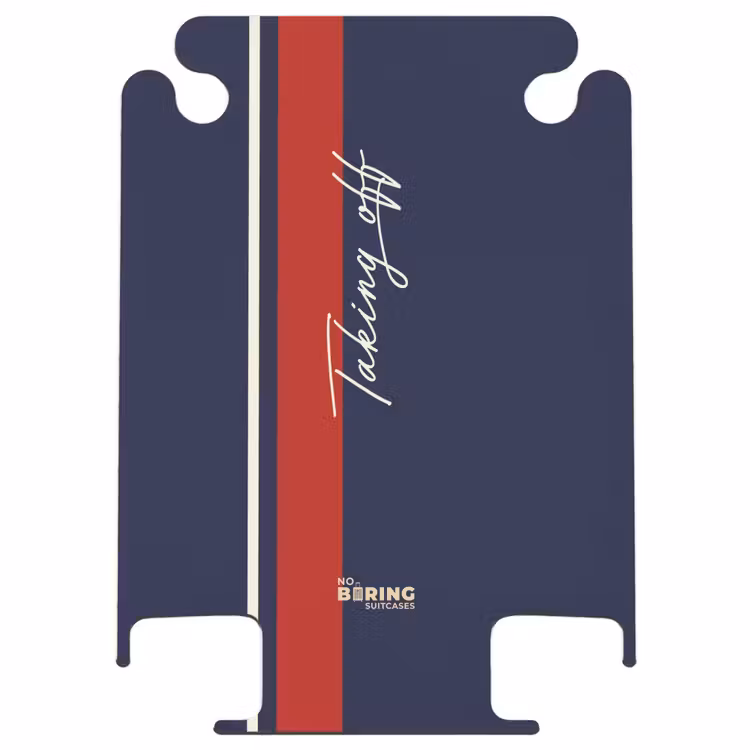 CaseSwap™ - Dunkelblauer Hintergrund mit rotem und weißem Streifen und Text Taking Off — 1
