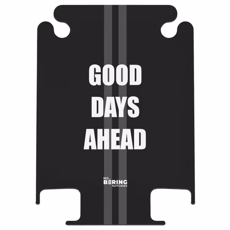 CaseSwap™ - Schwarzer Hintergrund mit grauen Mittelstreifen und Text Good Days Ahead — 1