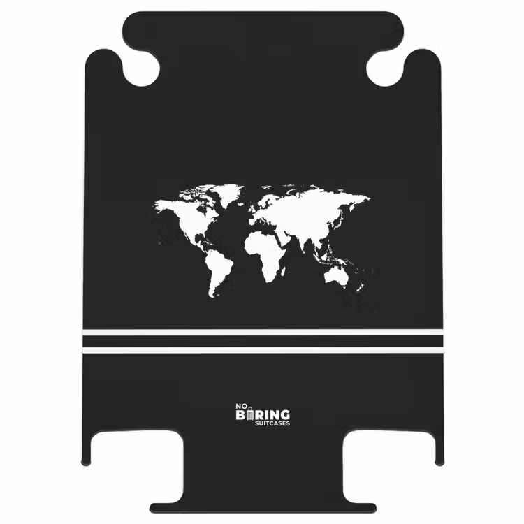 CaseSwap™ - Schwarzer Hintergrund mit weißer Weltkarte und Doppelstreifen am unteren Rand — 1