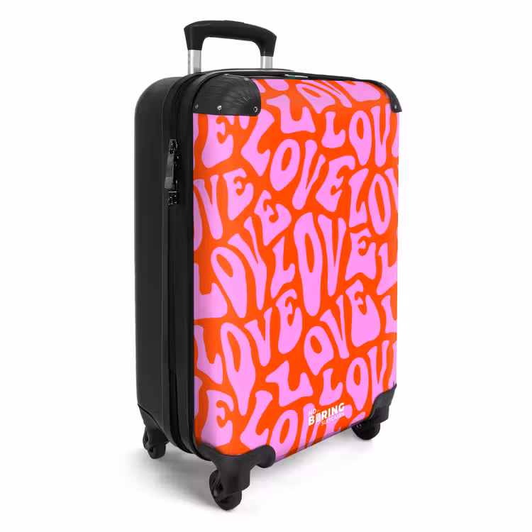 CaseSwap - Sich wiederholendes 'LOVE'-Muster in Rosa auf Rot — 2