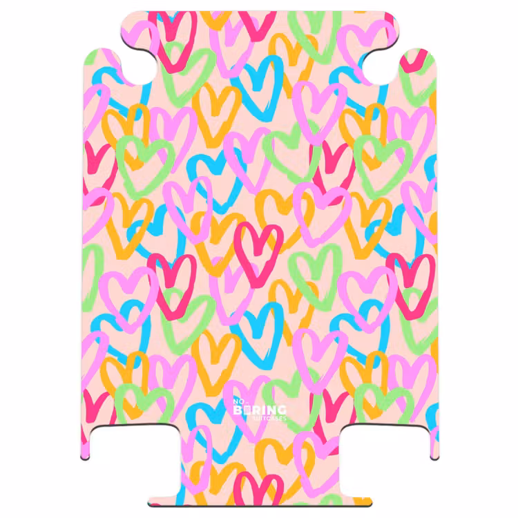 CaseSwap™ - Buntes Herzmuster auf Pastellrosa — 1