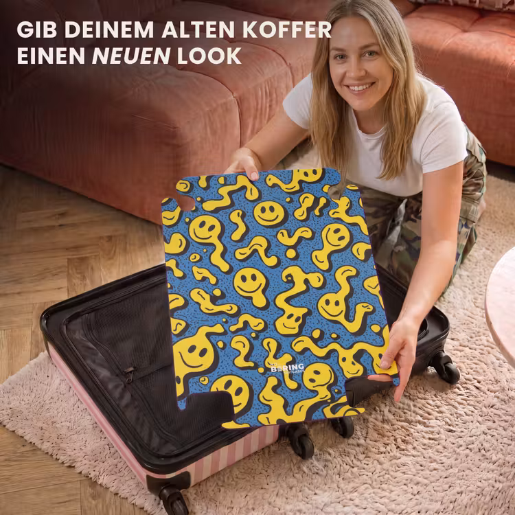 CaseSwap - Fließende Smiley-Gesichter auf blauem Hintergrund — 3