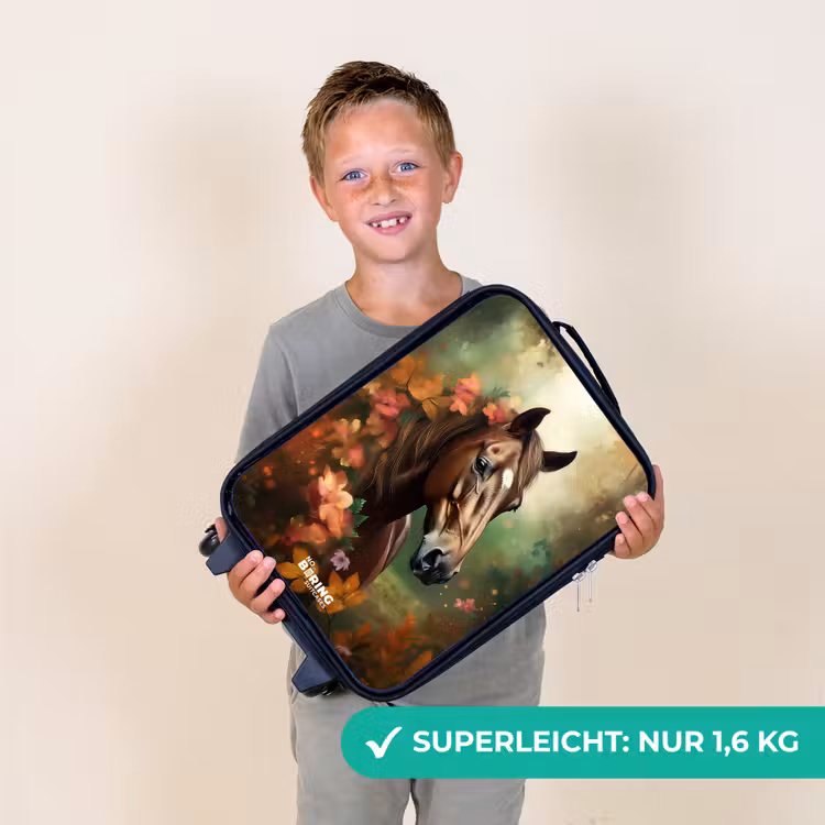 Kinderkoffer - Braunes Pferd zwischen Blumen — 2