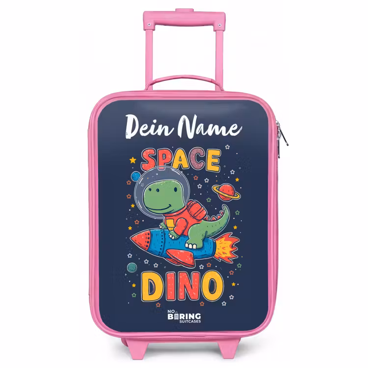 Kinderkoffer Rosa mit Name - Dinosaurier - Grün - Rakete - Sternenhimmel — 1