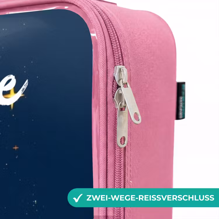 Kinderkoffer Rosa mit Name - Planet - Rakete - Sterne - Dunkelblau — 5