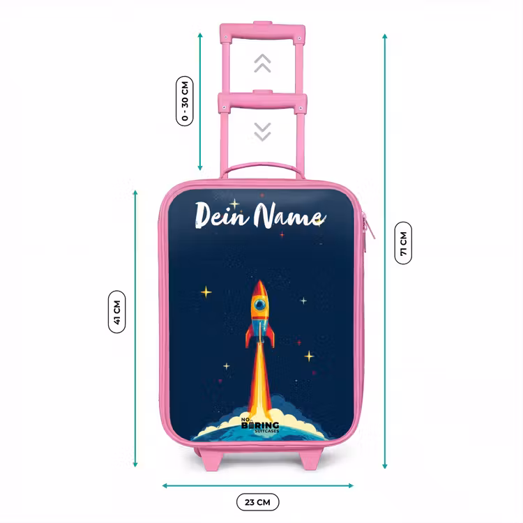 Kinderkoffer Rosa mit Name - Planet - Rakete - Sterne - Dunkelblau — 7