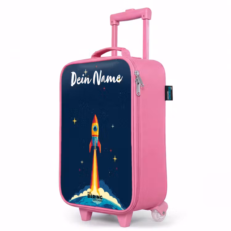 Kinderkoffer Rosa mit Name - Planet - Rakete - Sterne - Dunkelblau — 8