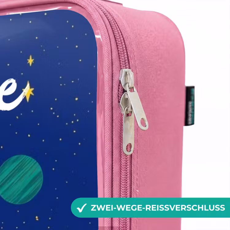 Kinderkoffer Rosa mit Name - Rakete - Sterne - Planet - Weltraum — 5