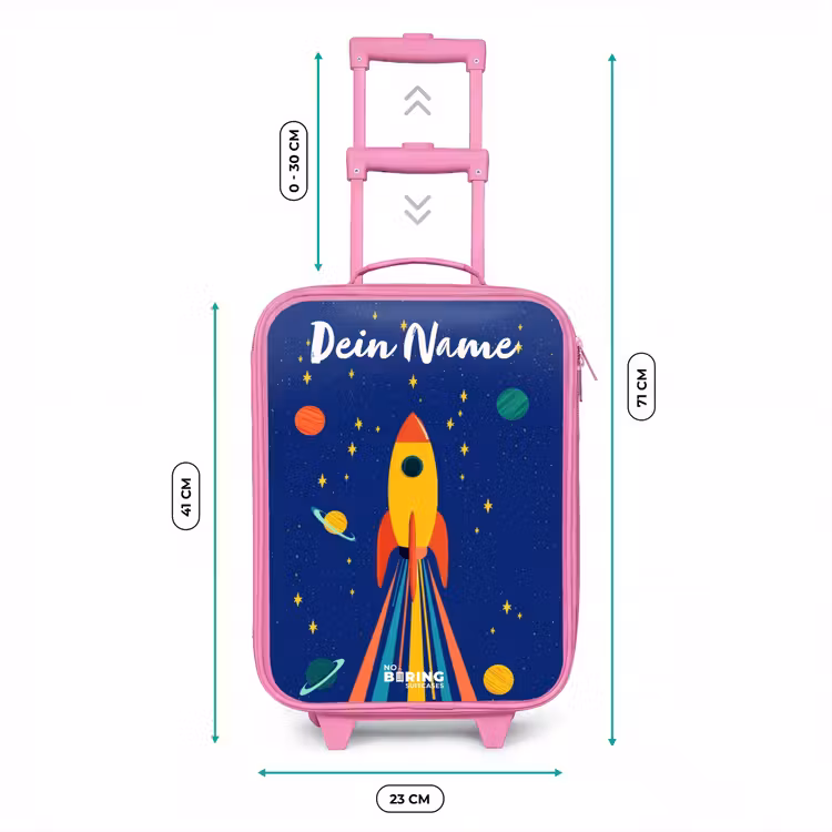 Kinderkoffer Rosa mit Name - Rakete - Sterne - Planet - Weltraum — 7