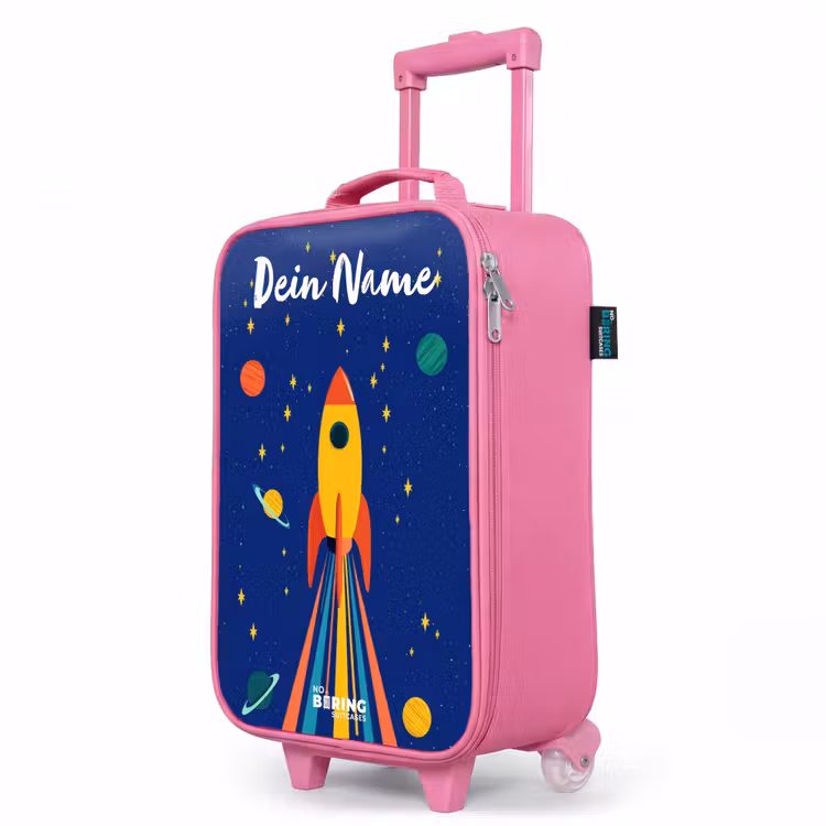 Kinderkoffer Rosa mit Name - Rakete - Sterne - Planet - Weltraum — 8