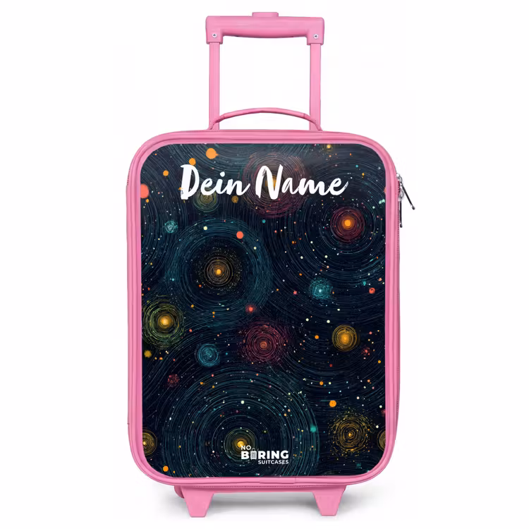 Kinderkoffer Rosa mit Name - Sterne - Planeten - Farbenfroh — 1