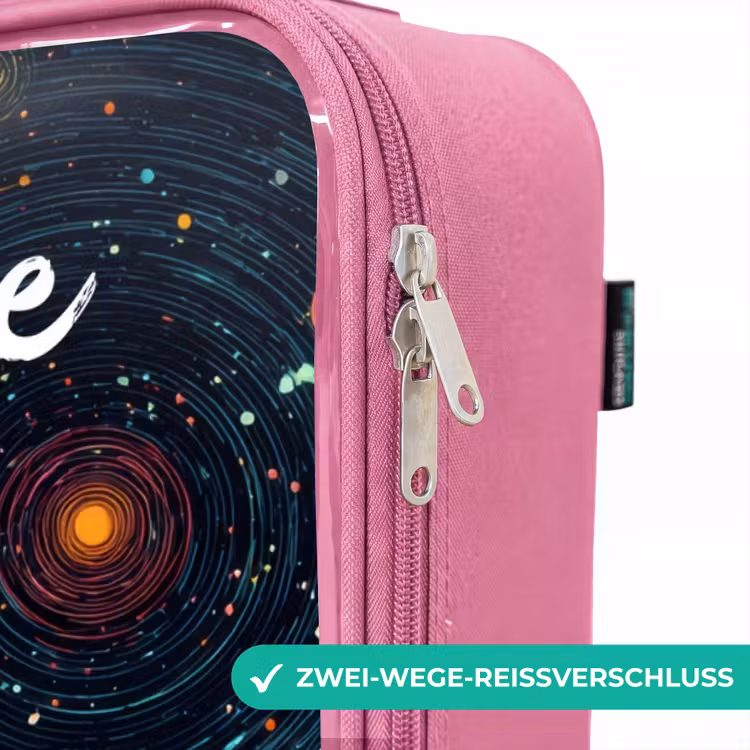 Kinderkoffer Rosa mit Name - Sterne - Planeten - Farbenfroh — 5