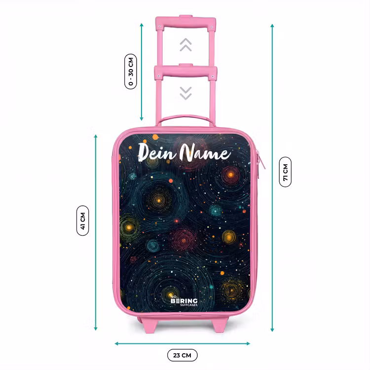 Kinderkoffer Rosa mit Name - Sterne - Planeten - Farbenfroh — 7
