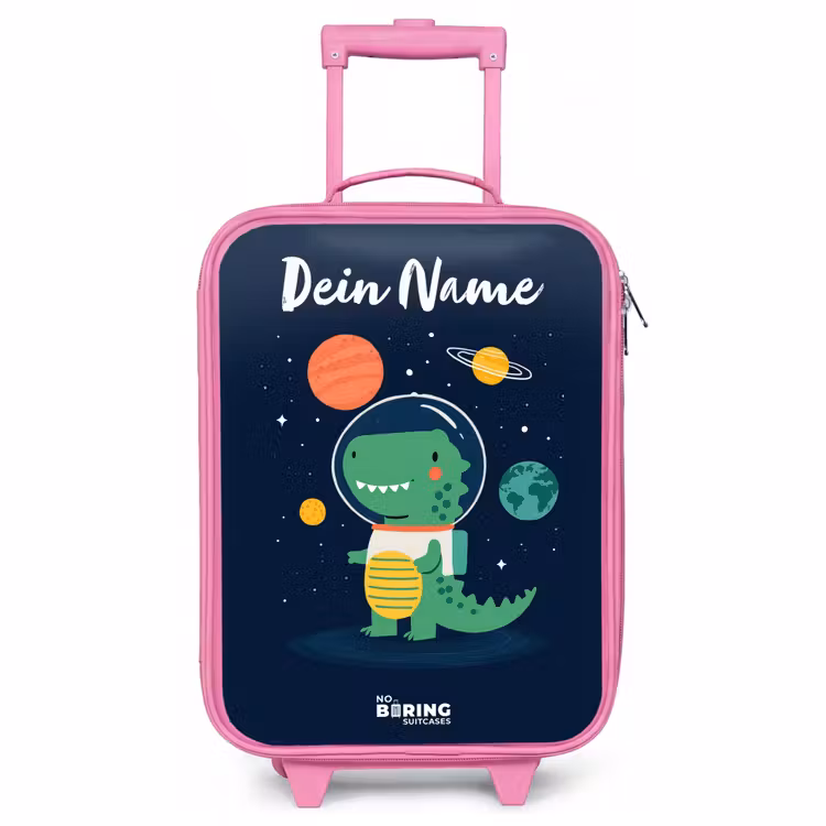 Kinderkoffer Rosa mit Name - Weltraum - Dino - Planeten - Sterne — 1