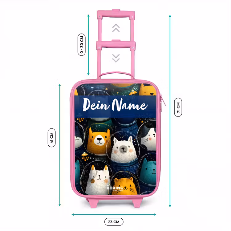 Kinderkoffer Rosa mit Name - Tiere - Sterne - Planeten - Astronaut — 7