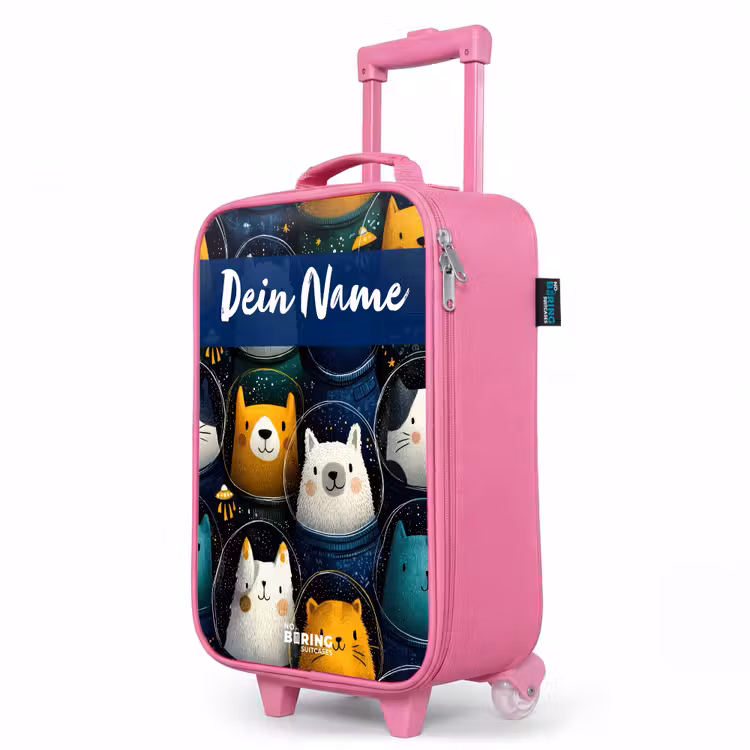 Kinderkoffer Rosa mit Name - Tiere - Sterne - Planeten - Astronaut — 8