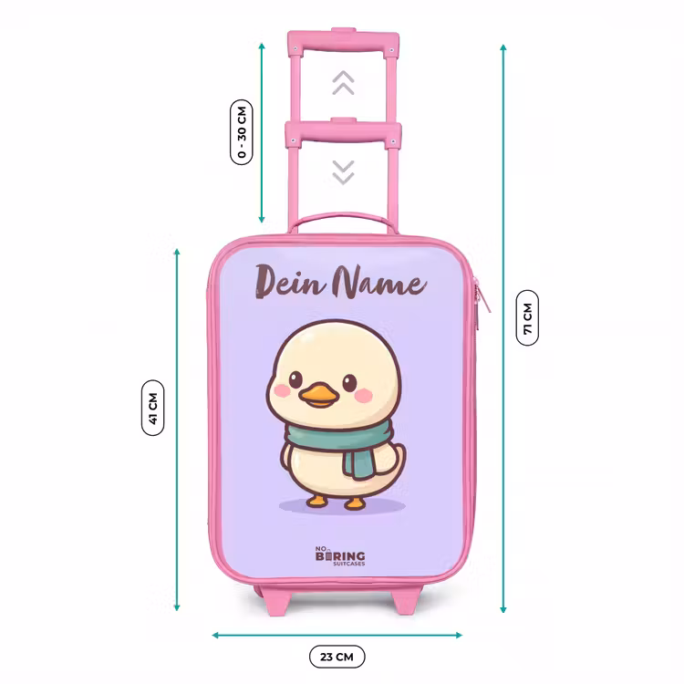 Kinderkoffer Rosa mit Name - Kawai - Ente - Halstuch — 7