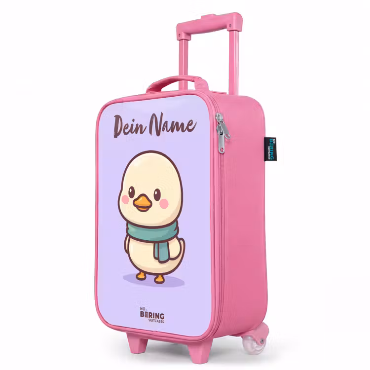 Kinderkoffer Rosa mit Name - Kawai - Ente - Halstuch — 8