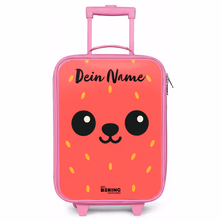 Kinderkoffer Rosa mit Name - Kawai - Erdbeere - Rot — 1