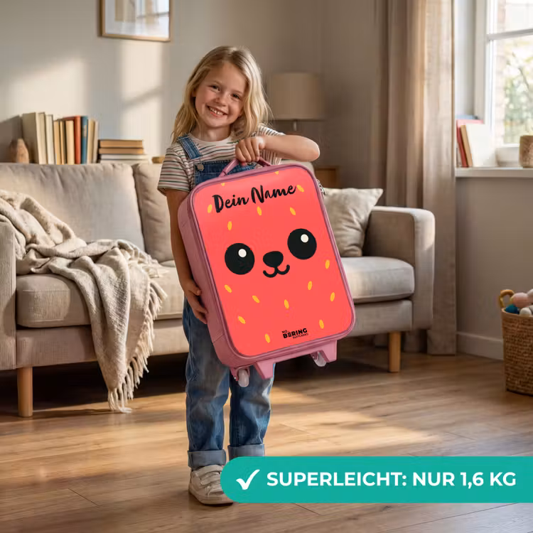 Kinderkoffer Rosa mit Name - Kawai - Erdbeere - Rot — 3