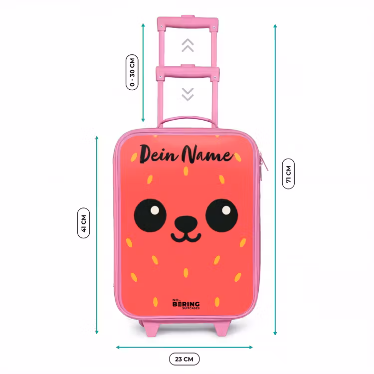 Kinderkoffer Rosa mit Name - Kawai - Erdbeere - Rot — 7