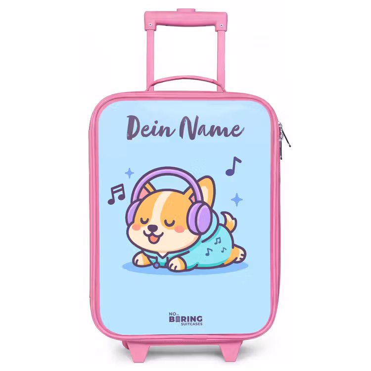 Kinderkoffer Rosa mit Name - Kawai - Hund - Musik — 1