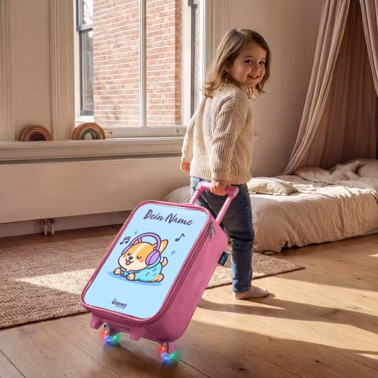Kinderkoffer Rosa mit Name - Kawai - Hund - Musik — 2