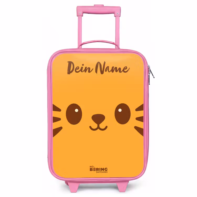 Kinderkoffer Rosa mit Name - Kawai - Tiger - Orange — 1