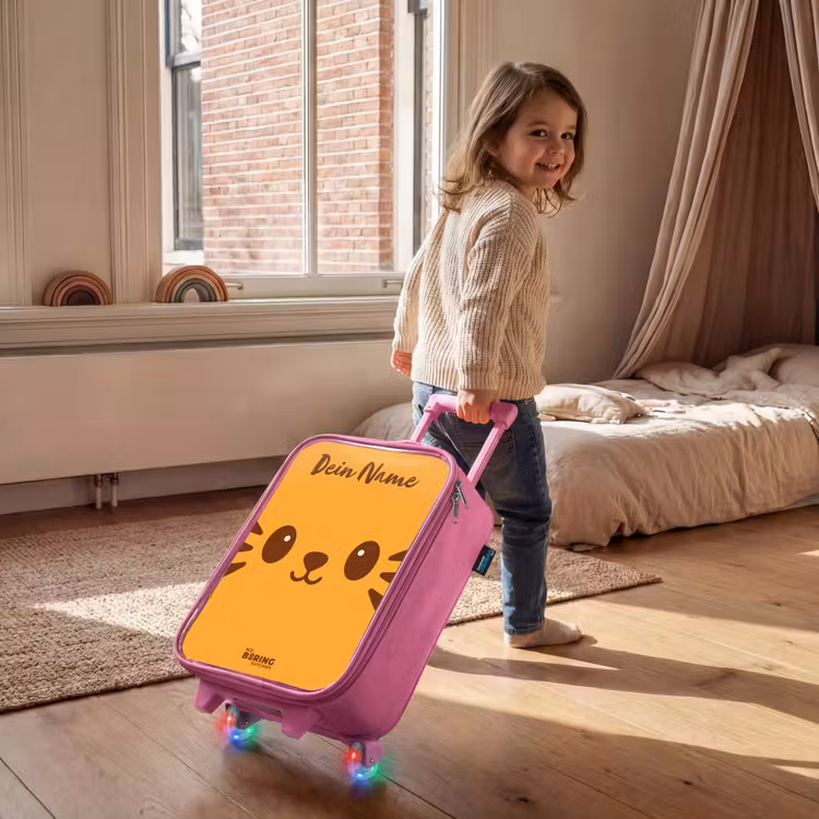 Kinderkoffer Rosa mit Name - Kawai - Tiger - Orange — 2