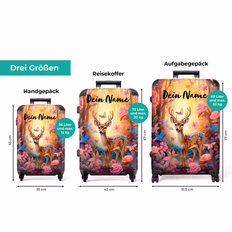Koffer mit Name - Blühende Waldhirsche — 3