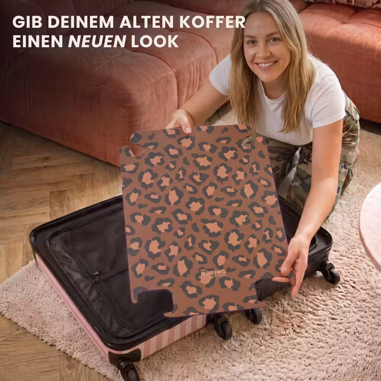 CaseSwap™ - Tiermuster - Koffer mit Pantherprint in kastanienbraun und schwarz/terrakotta — 3