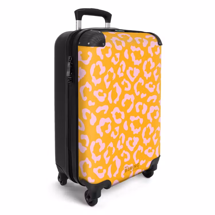CaseSwap™ - Tiermuster - Koffer mit Pantherprint in Orange-Gelb und Hellrosa — 2
