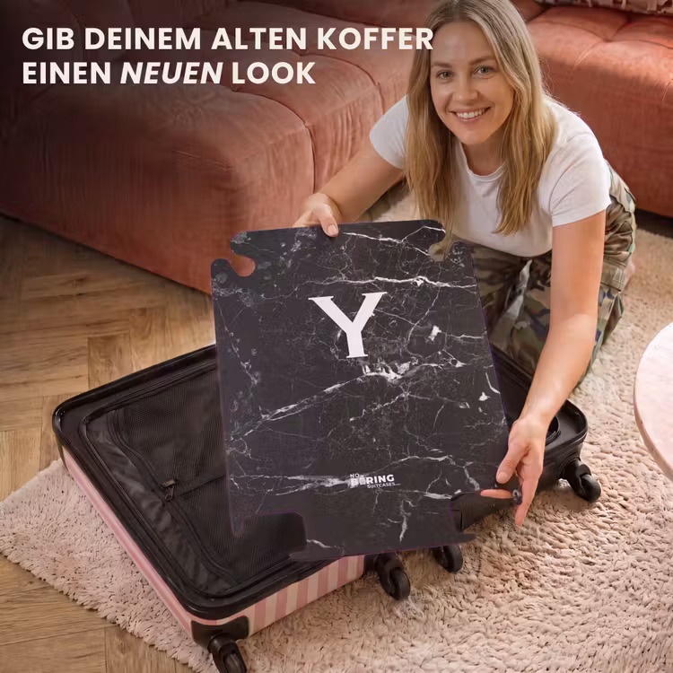 CaseSwap™ - Buchstabe Y - Marmor - Schwarz - Marmoroptik — 3