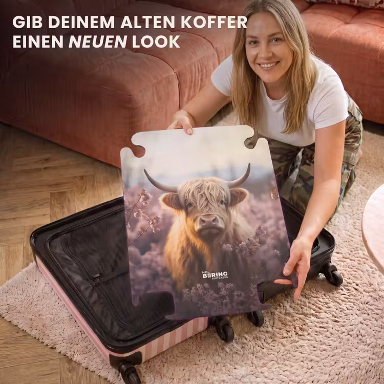 CaseSwap™ - Schottischer Highlander mit rosa Blumen — 3