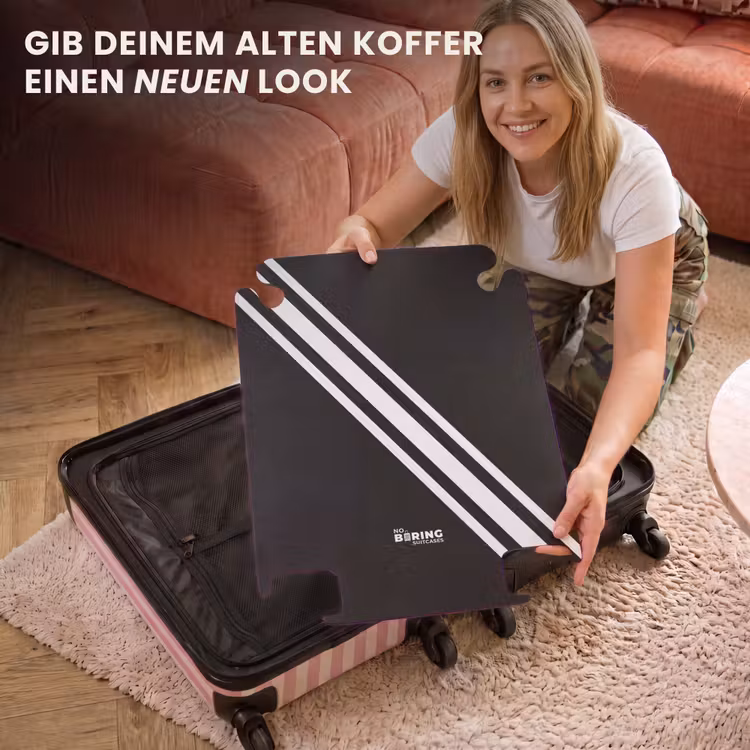 CaseSwap™ - Schwarzer Hintergrund mit diagonalem weißen Doppelstreifen — 3
