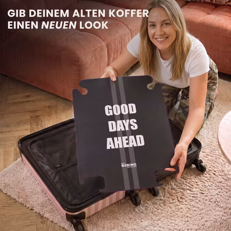 CaseSwap™ - Schwarzer Hintergrund mit grauen Mittelstreifen und Text Good Days Ahead — 3