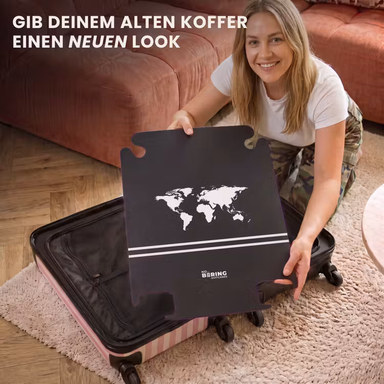 CaseSwap™ - Schwarzer Hintergrund mit weißer Weltkarte und Doppelstreifen am unteren Rand — 3