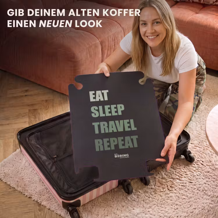 CaseSwap™ - Schwarzer Hintergrund mit grünem Text Eat Sleep Travel Repeat — 3